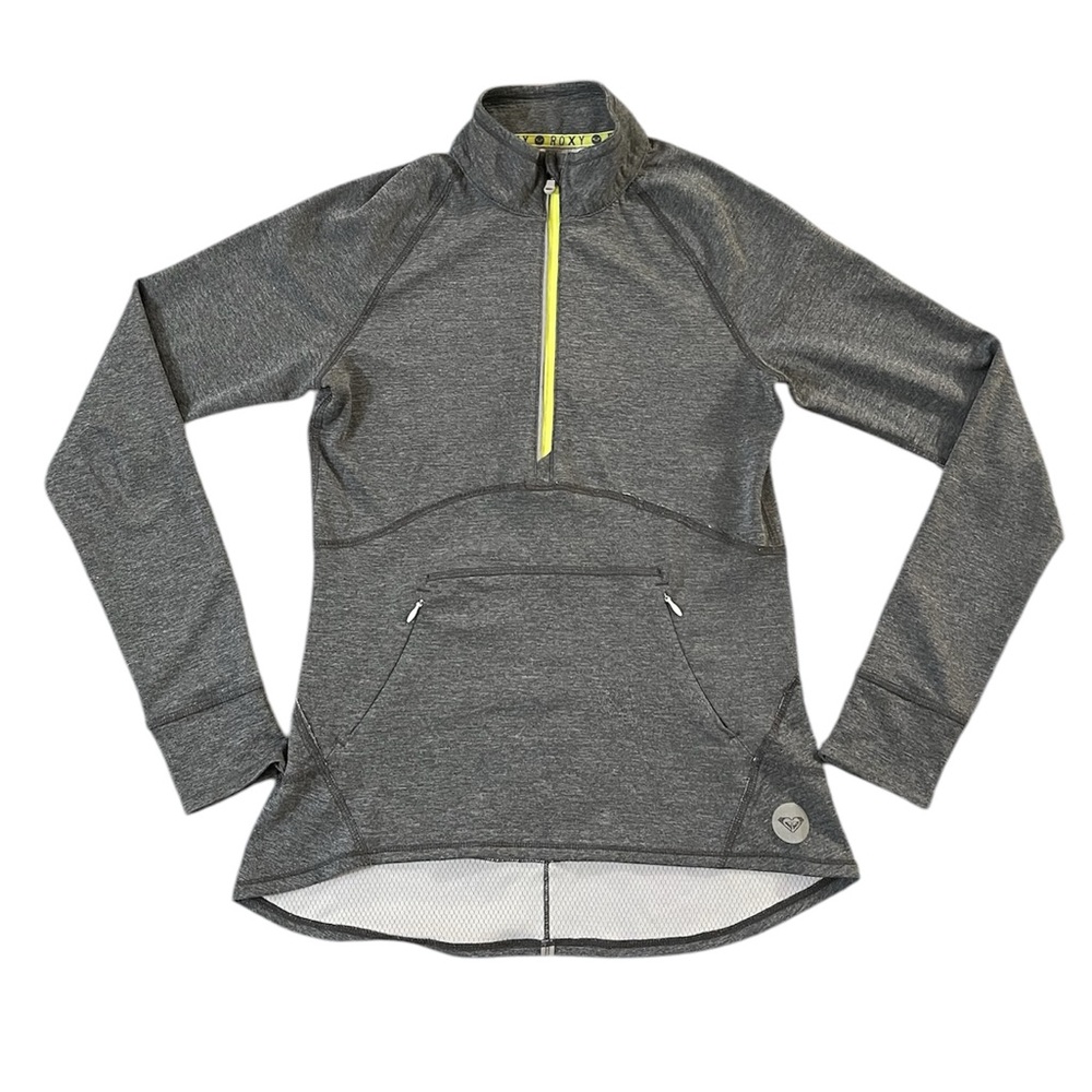 Roxy Grey Athleisure Mid Zip Pullover Sweater